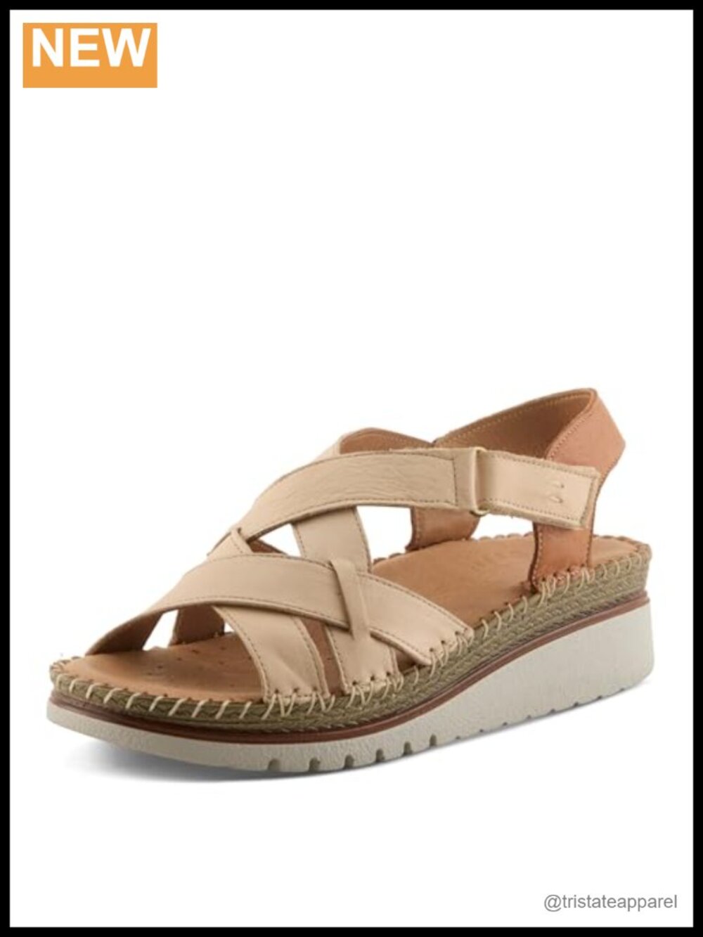 Womens Whip Stitch Slingback Flat with Cushioned Leather Footbed